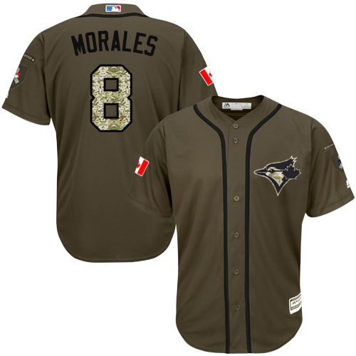 Blue Jays #8 Kendrys Morales Green Salute to Service Stitched MLB Jersey - Click Image to Close